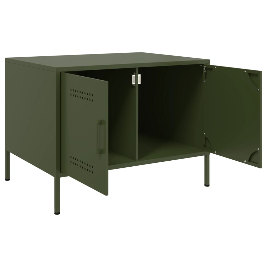 Tavolino da Salotto Verde Oliva 68x50x50,5 cm in Acciaio | homemem39