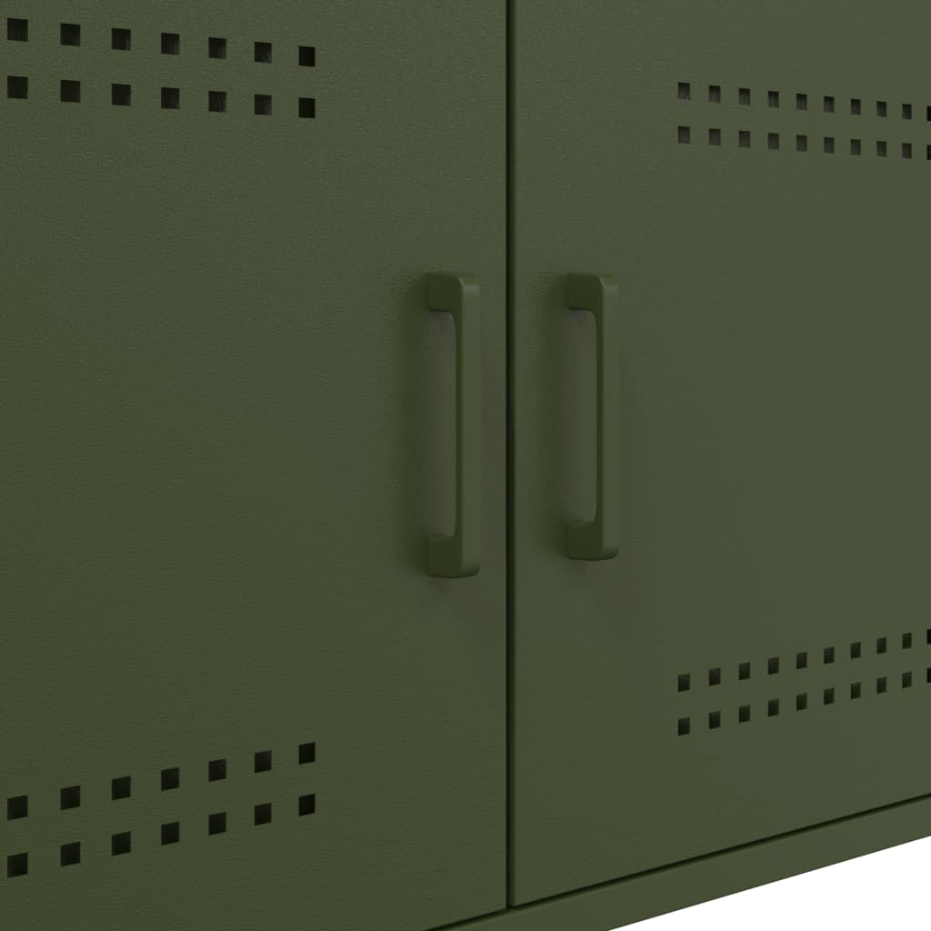 Tavolino da Salotto Verde Oliva 68x50x50,5 cm in Acciaio