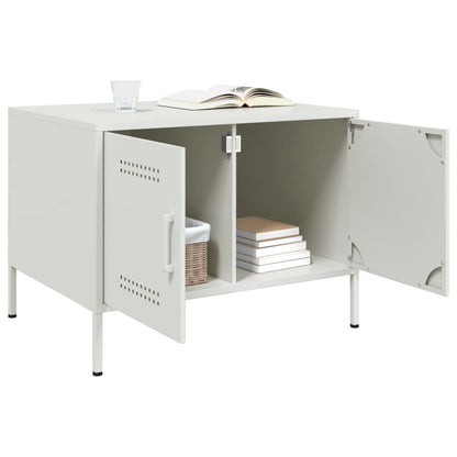 Tavolino da Salotto Bianco 68x50x50,5 cm in Acciaio | homemem39