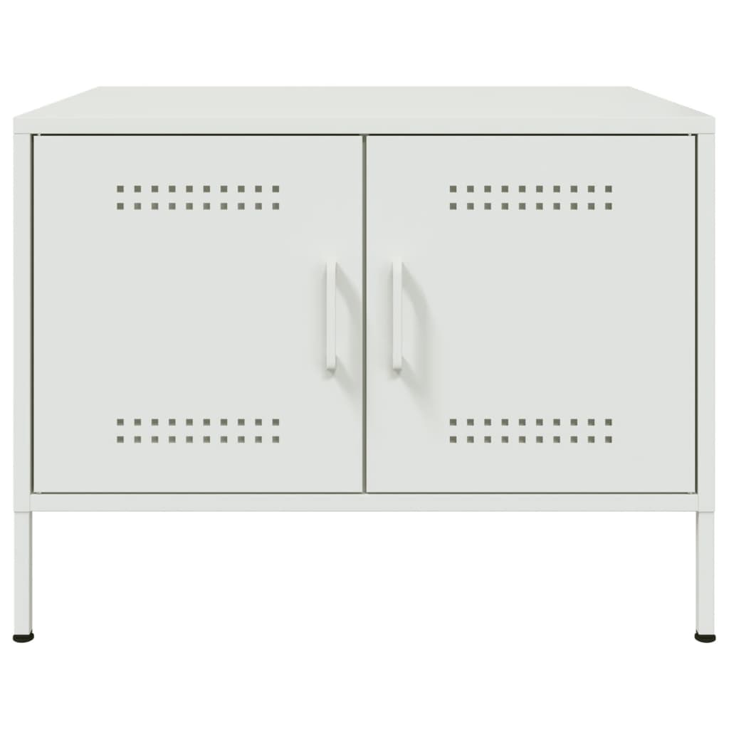 Tavolino da Salotto Bianco 68x50x50,5 cm in Acciaio | homemem39