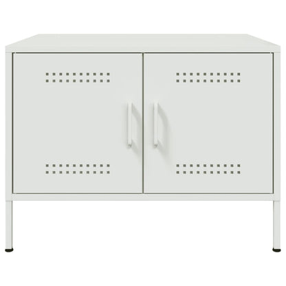 Tavolino da Salotto Bianco 68x50x50,5 cm in Acciaio
