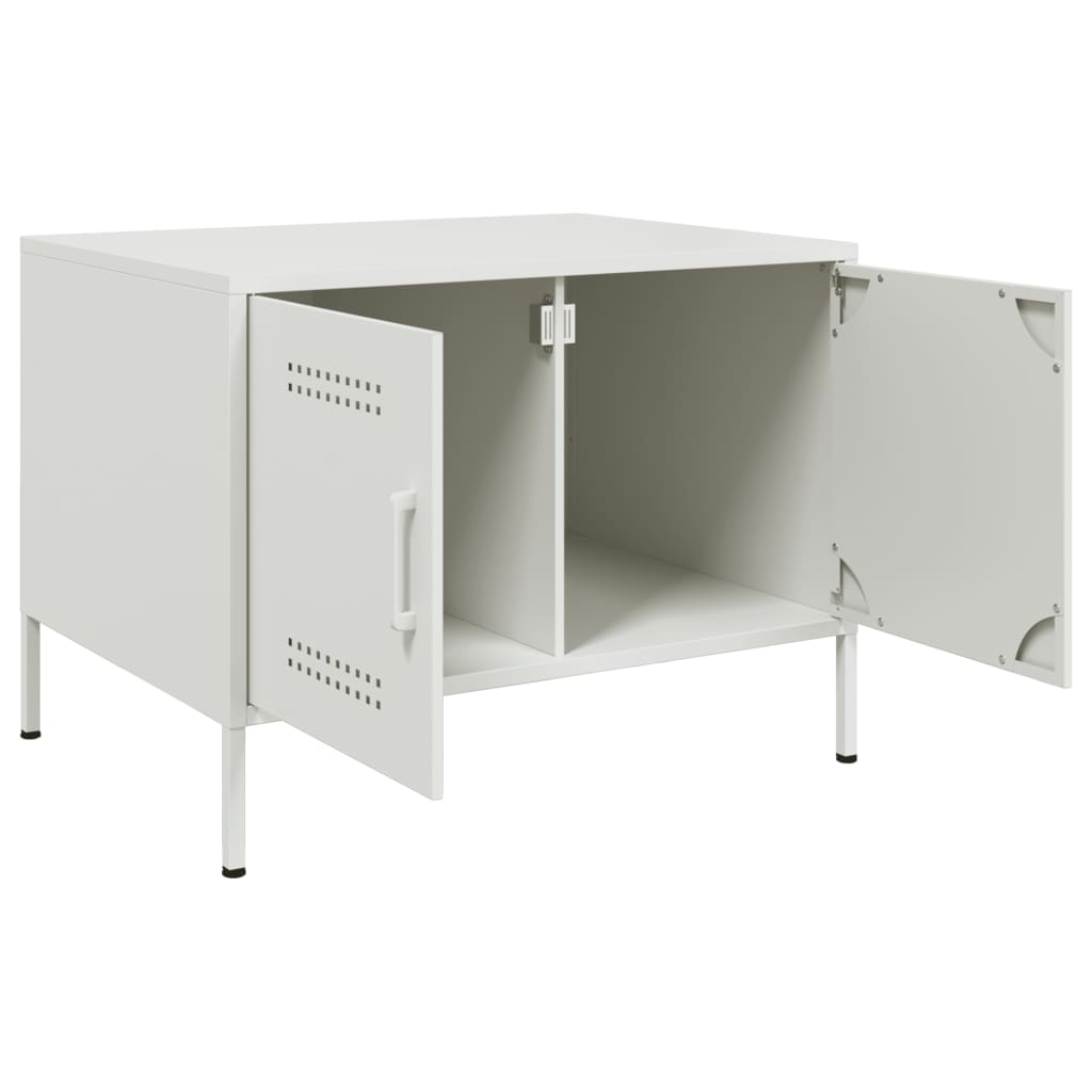 Tavolino da Salotto Bianco 68x50x50,5 cm in Acciaio | homemem39