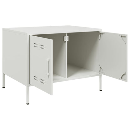 Tavolino da Salotto Bianco 68x50x50,5 cm in Acciaio | homemem39