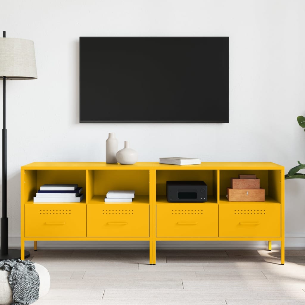 Mobili TV 2 pz Giallo Senape 68x39x50,5 cm in Acciaio - homemem39