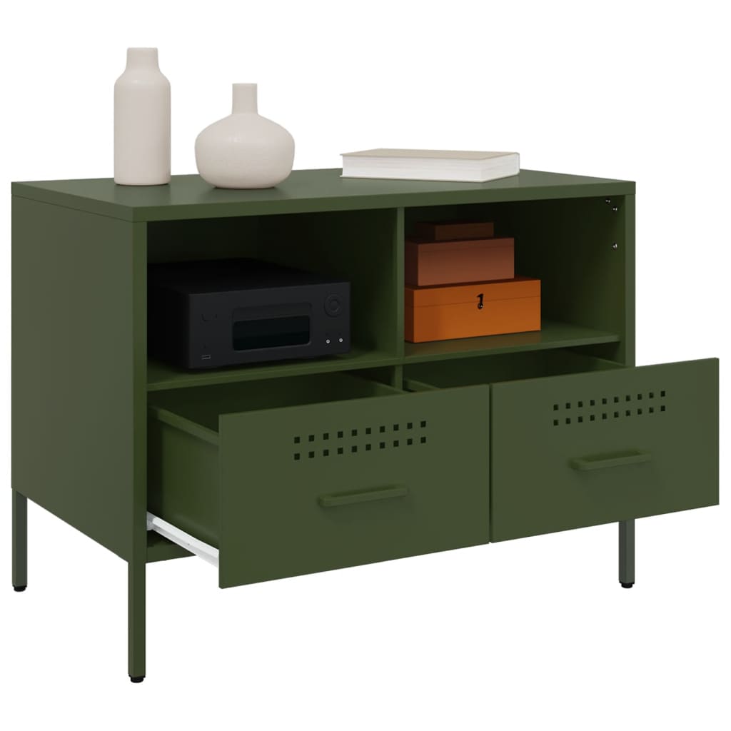 Mobili TV 2pz Verde Oliva 68x39x50,5 cm in Acciaio - homemem39