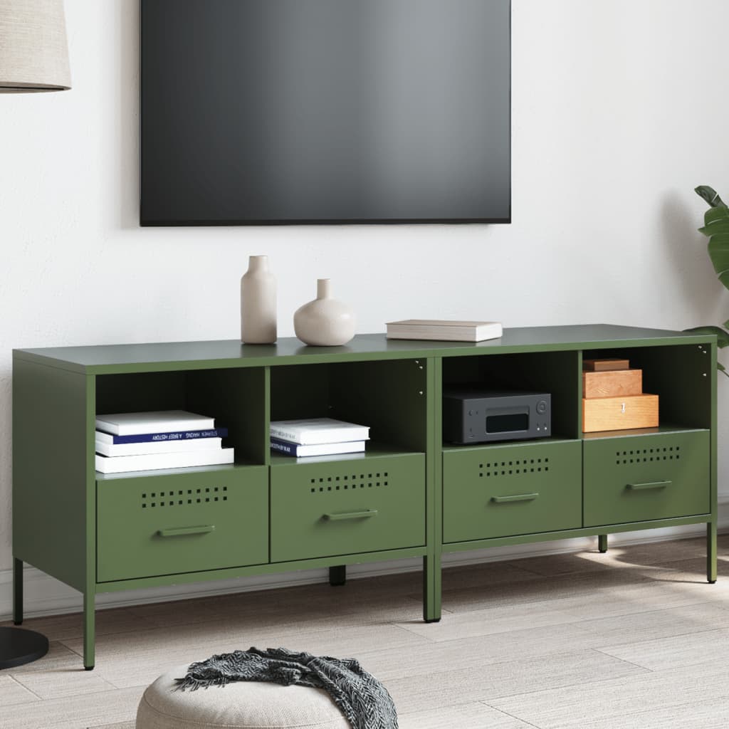 Mobili TV 2pz Verde Oliva 68x39x50,5 cm in Acciaio - homemem39