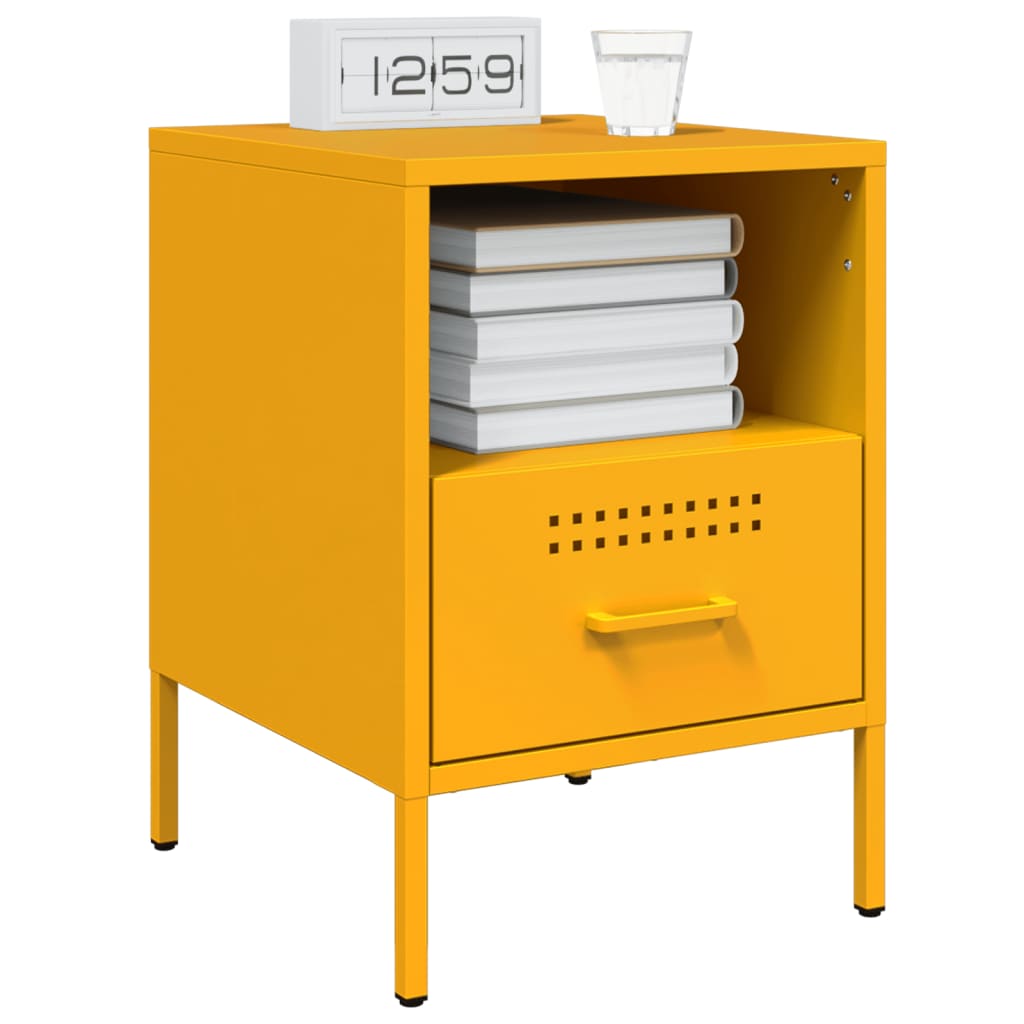 Comodini 2 pz Giallo Senape 36x39x50,5 cm in Acciaio - homemem39