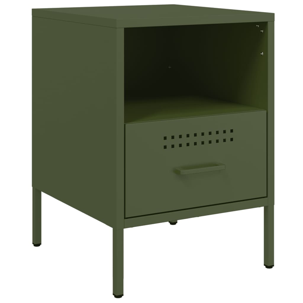 Comodini 2 pz Verde Oliva 36x39x50,5 cm in Acciaio - homemem39
