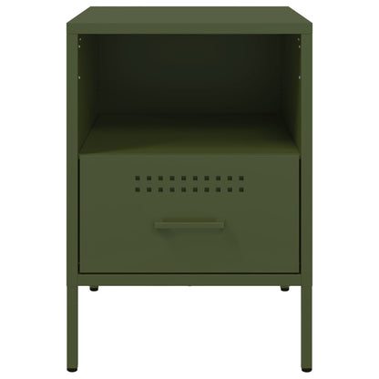 Comodini 2 pz Verde Oliva 36x39x50,5 cm in Acciaio