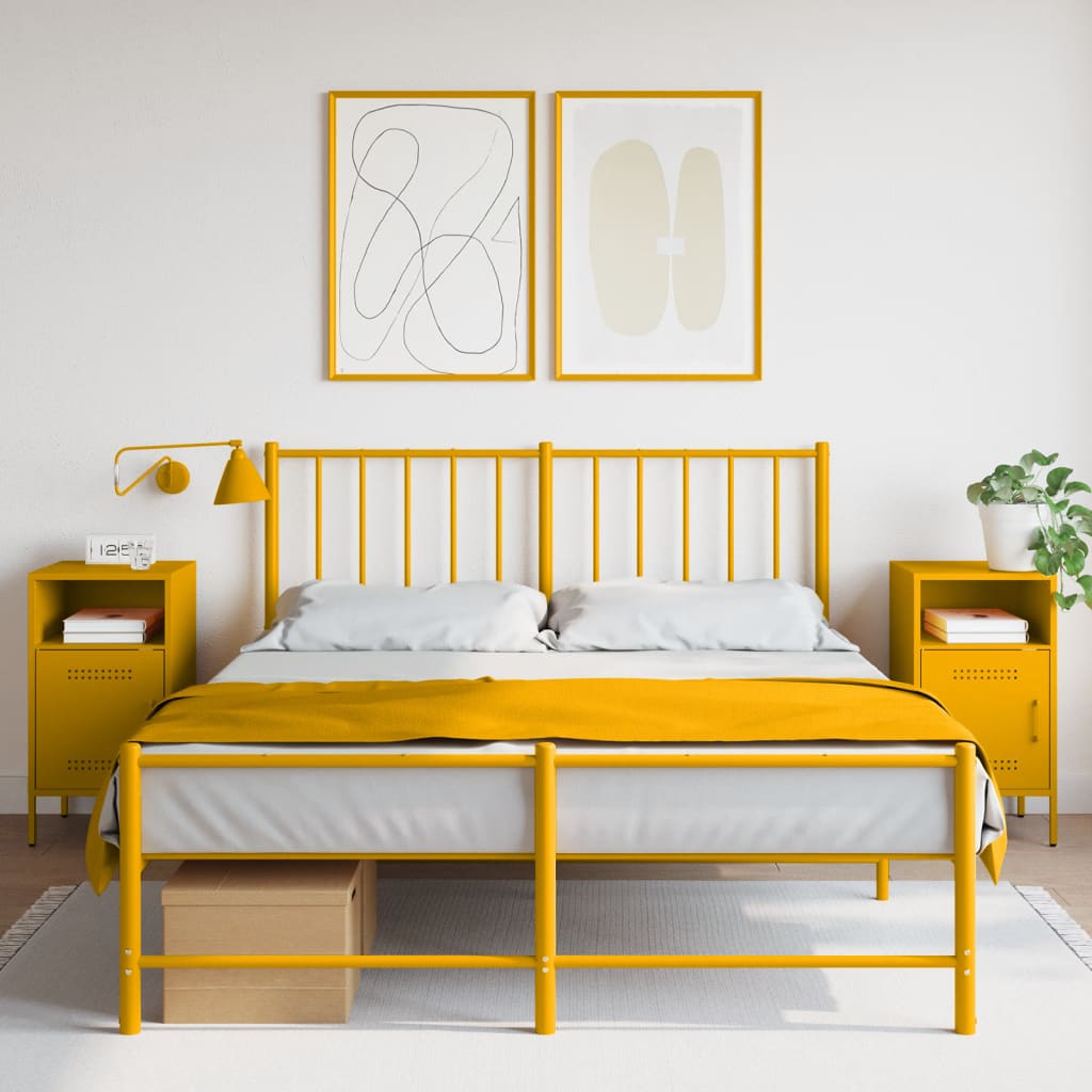 Comodini 2 pz Giallo Senape 36x39x68 cm in Acciaio