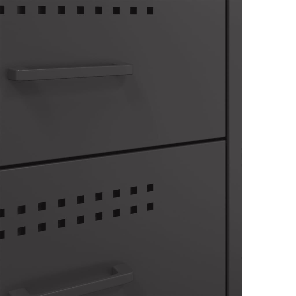 Comodino Nero 36x39x68 cm in Acciaio - homemem39