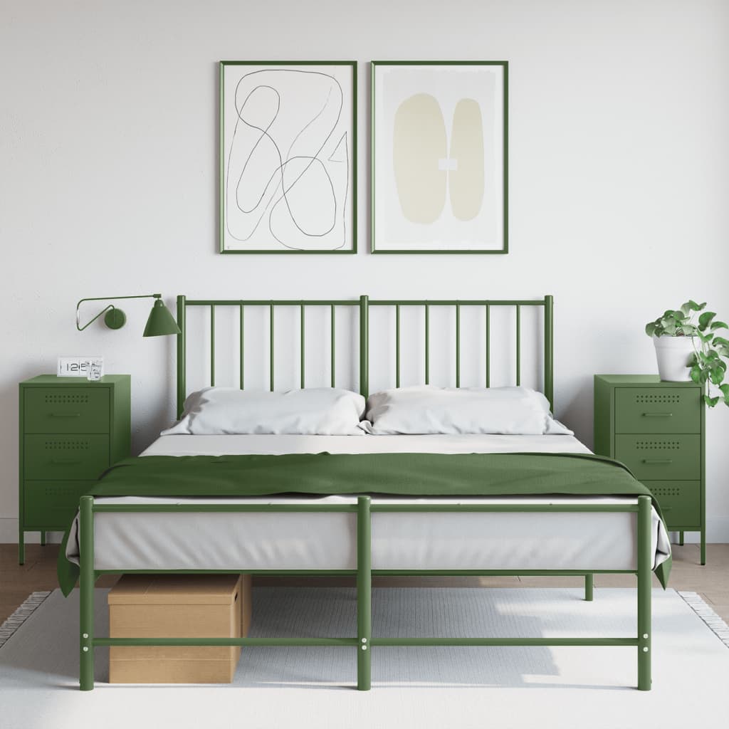 Comodini 2 pz Verde Oliva 36x39x68 cm in Acciaio - homemem39