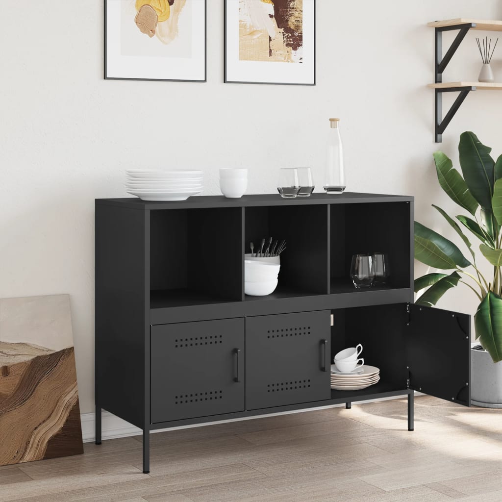 Credenza Nera 100,5x39x79 cm in Acciaio - homemem39