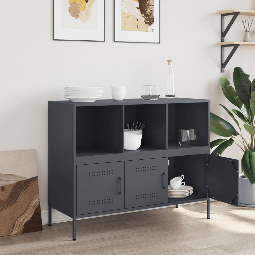 Credenza Antracite 100,5x39x79 cm in Acciaio - homemem39