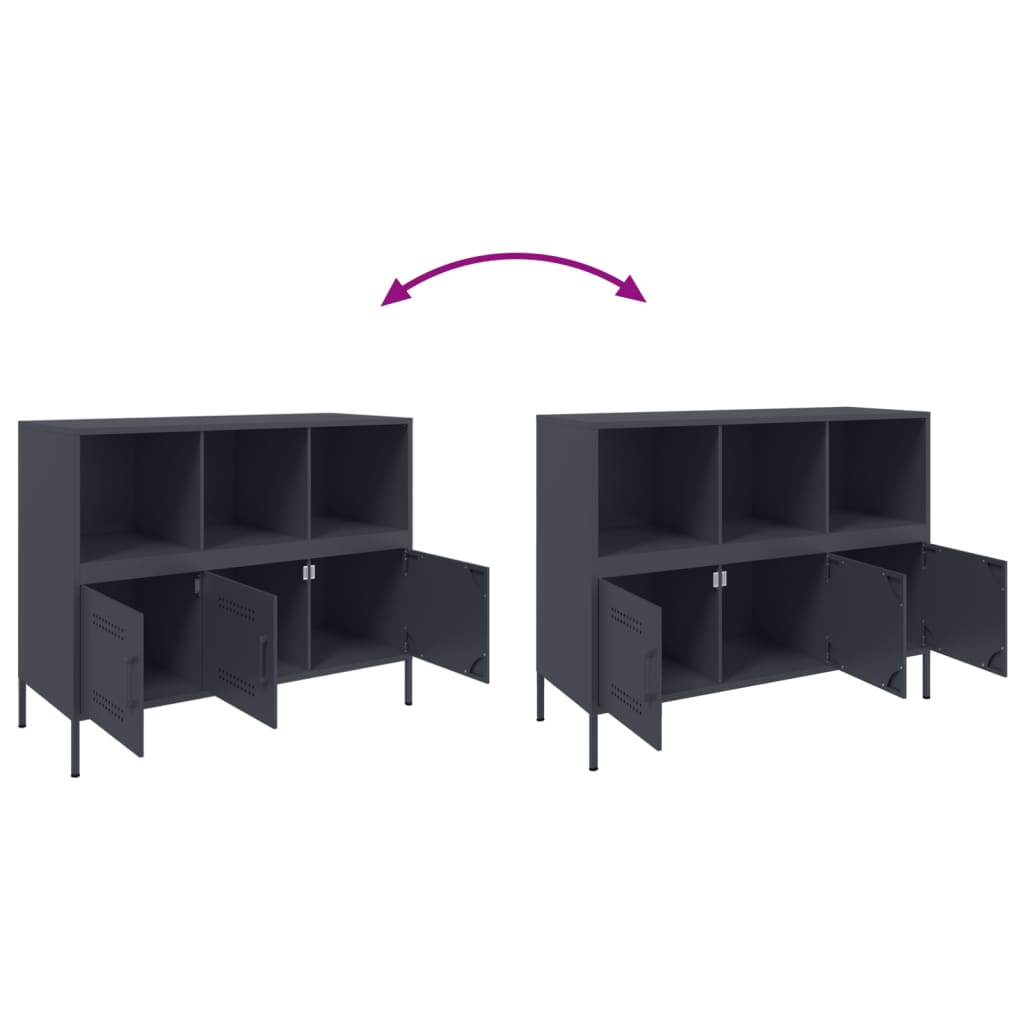 Credenza Antracite 100,5x39x79 cm in Acciaio | homemem39