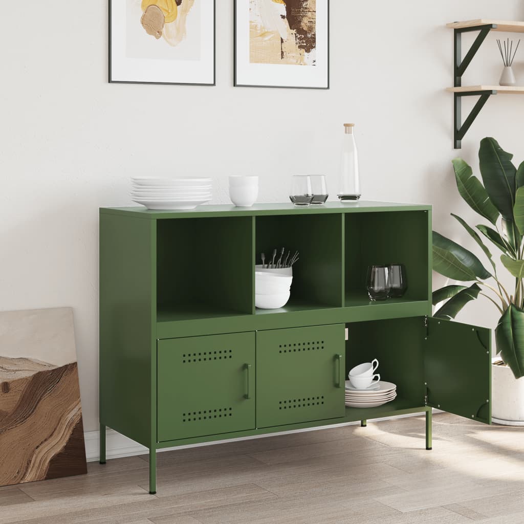Credenza Verde Oliva 100,5x39x79 cm in Acciaio - homemem39