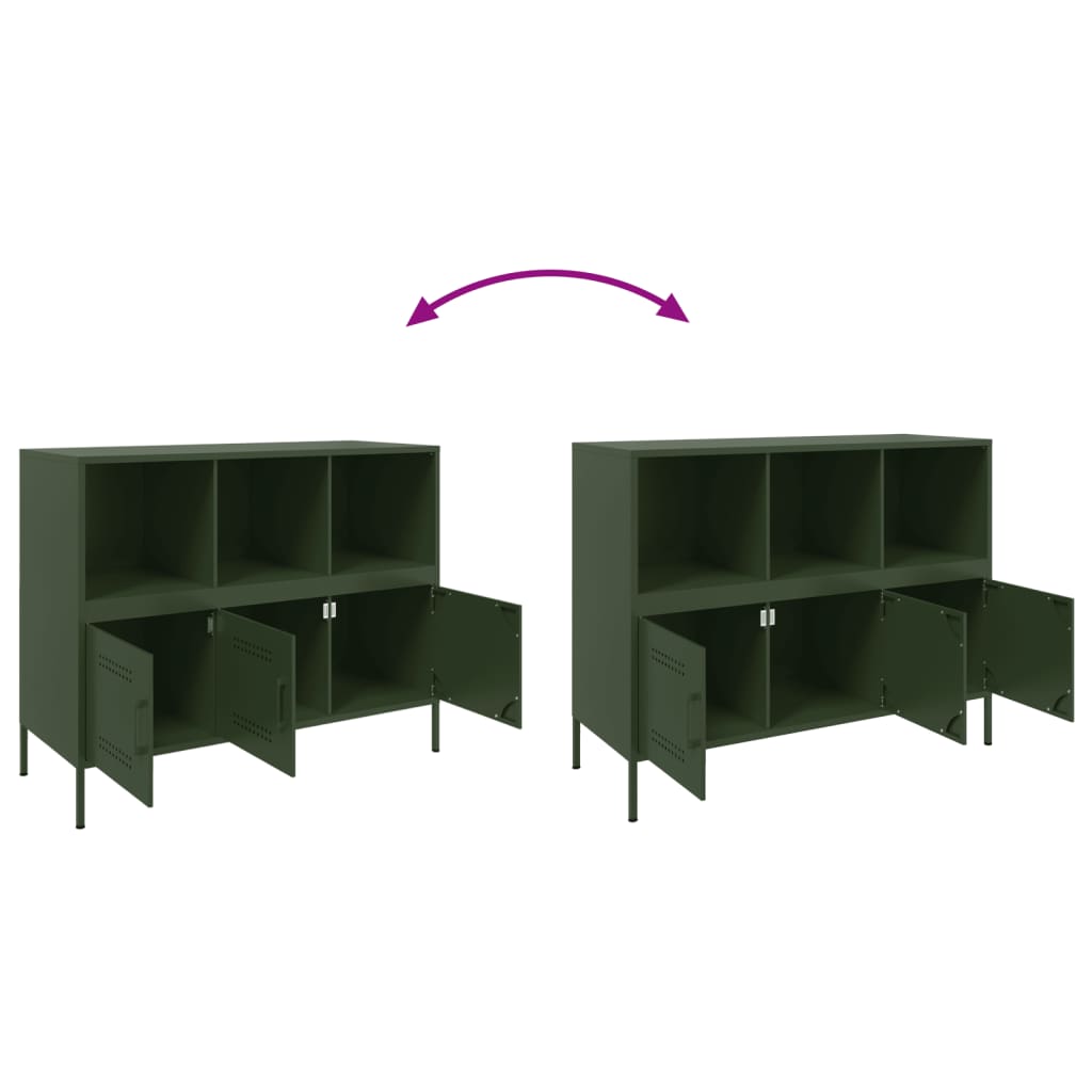 Credenza Verde Oliva 100,5x39x79 cm in Acciaio | homemem39