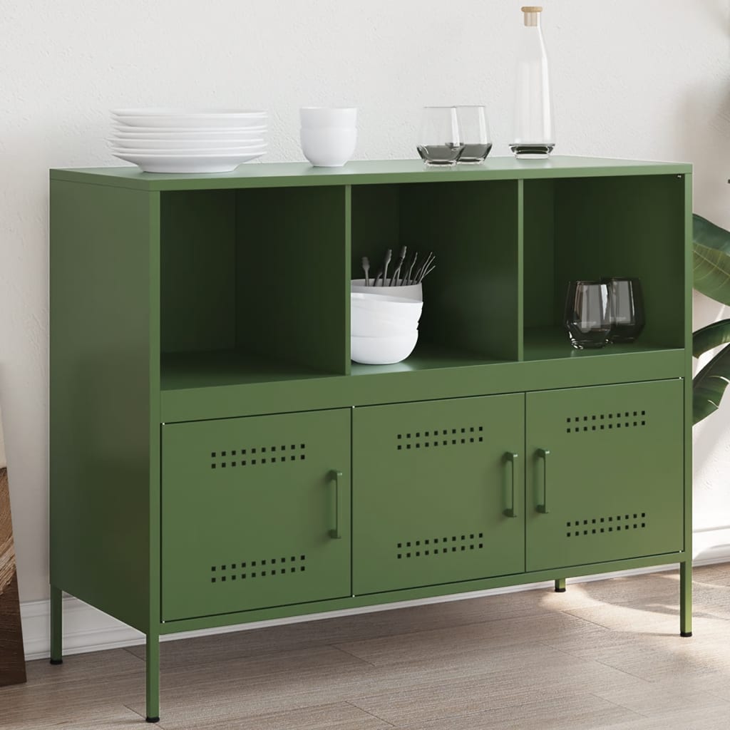Credenza Verde Oliva 100,5x39x79 cm in Acciaio - homemem39