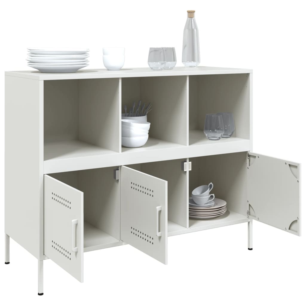 Credenza Bianca 100,5x39x79 cm in Acciaio - homemem39