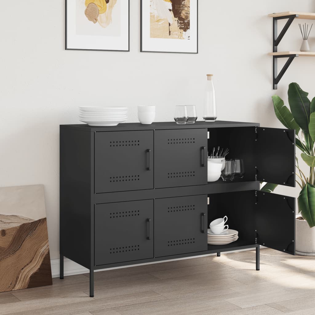 Credenza Nera 100,5x39x79 cm in Acciaio