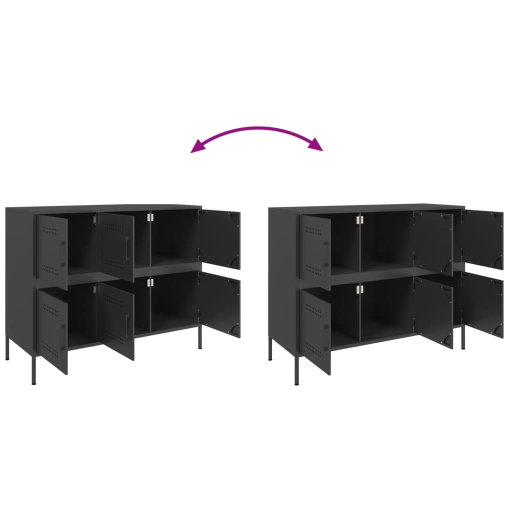 Credenza Nera 100,5x39x79 cm in Acciaio | homemem39