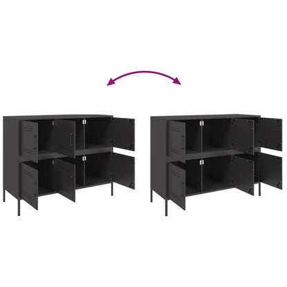 Credenza Nera 100,5x39x79 cm in Acciaio | homemem39