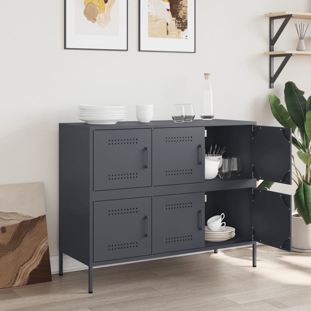 Credenza Antracite 100,5x39x79 cm in Acciaio | homemem39