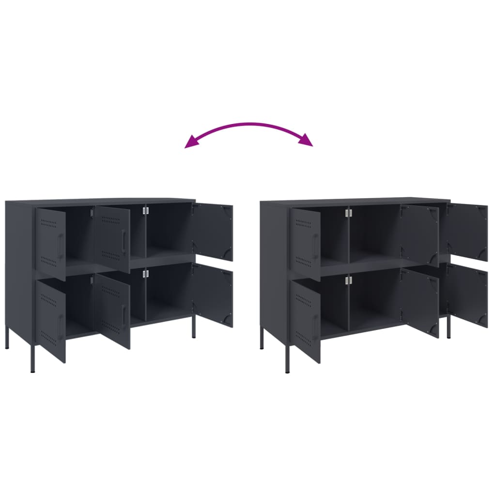 Credenza Antracite 100,5x39x79 cm in Acciaio | homemem39