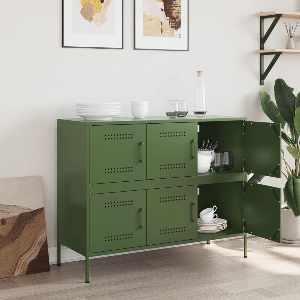 Credenza Verde Oliva 100,5x39x79 cm in Acciaio | homemem39