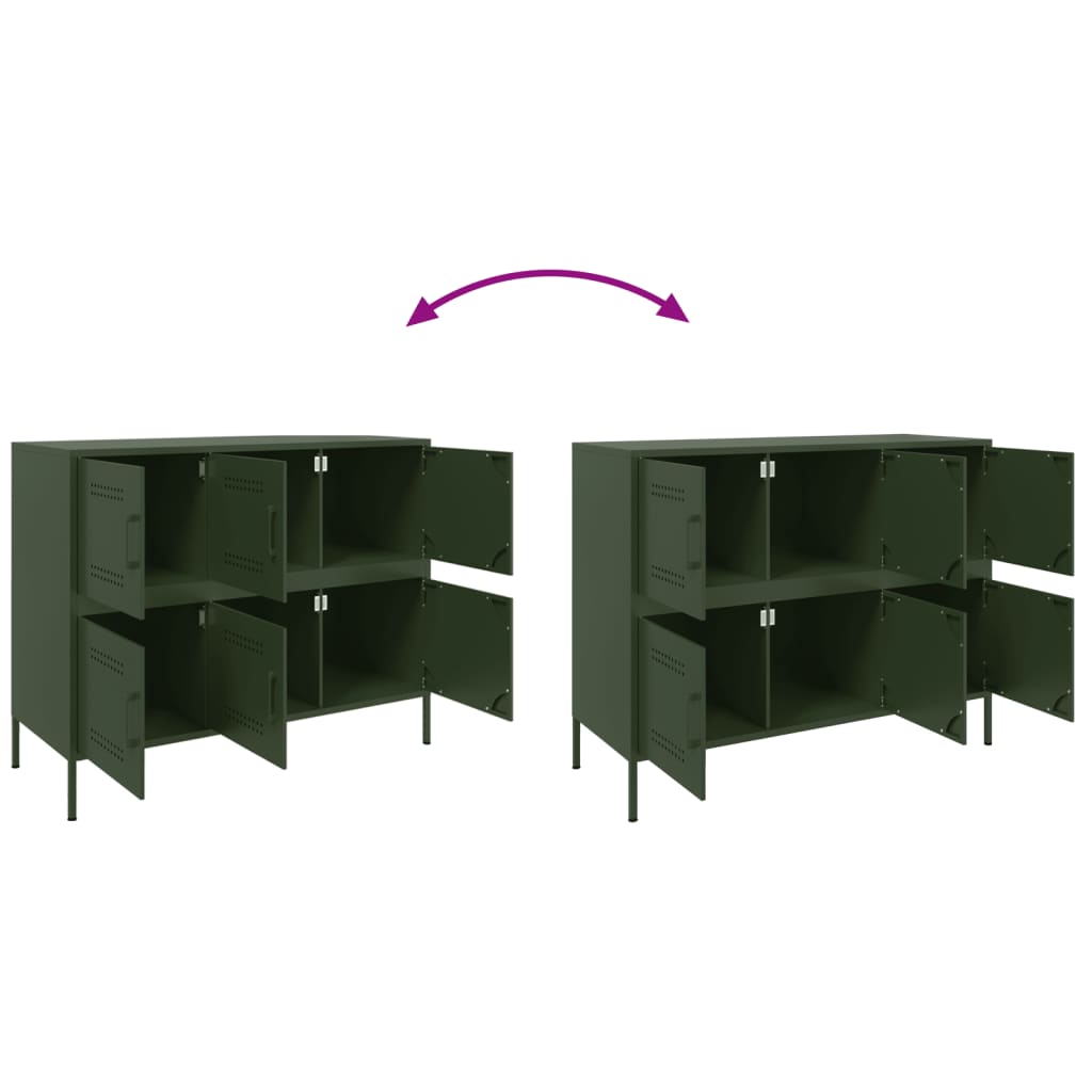 Credenza Verde Oliva 100,5x39x79 cm in Acciaio | homemem39