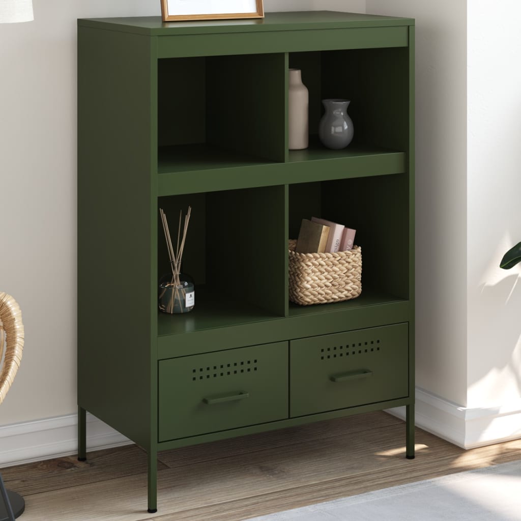 Credenza Verde Oliva 68x39x101,5 cm in Acciaio - homemem39