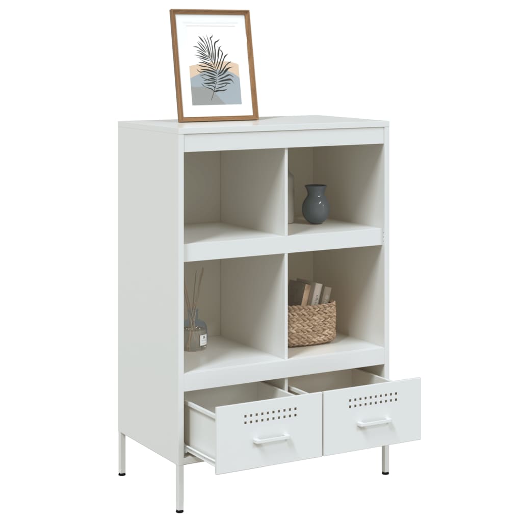 Credenza Bianca 68x39x101,5 cm in Acciaio - homemem39
