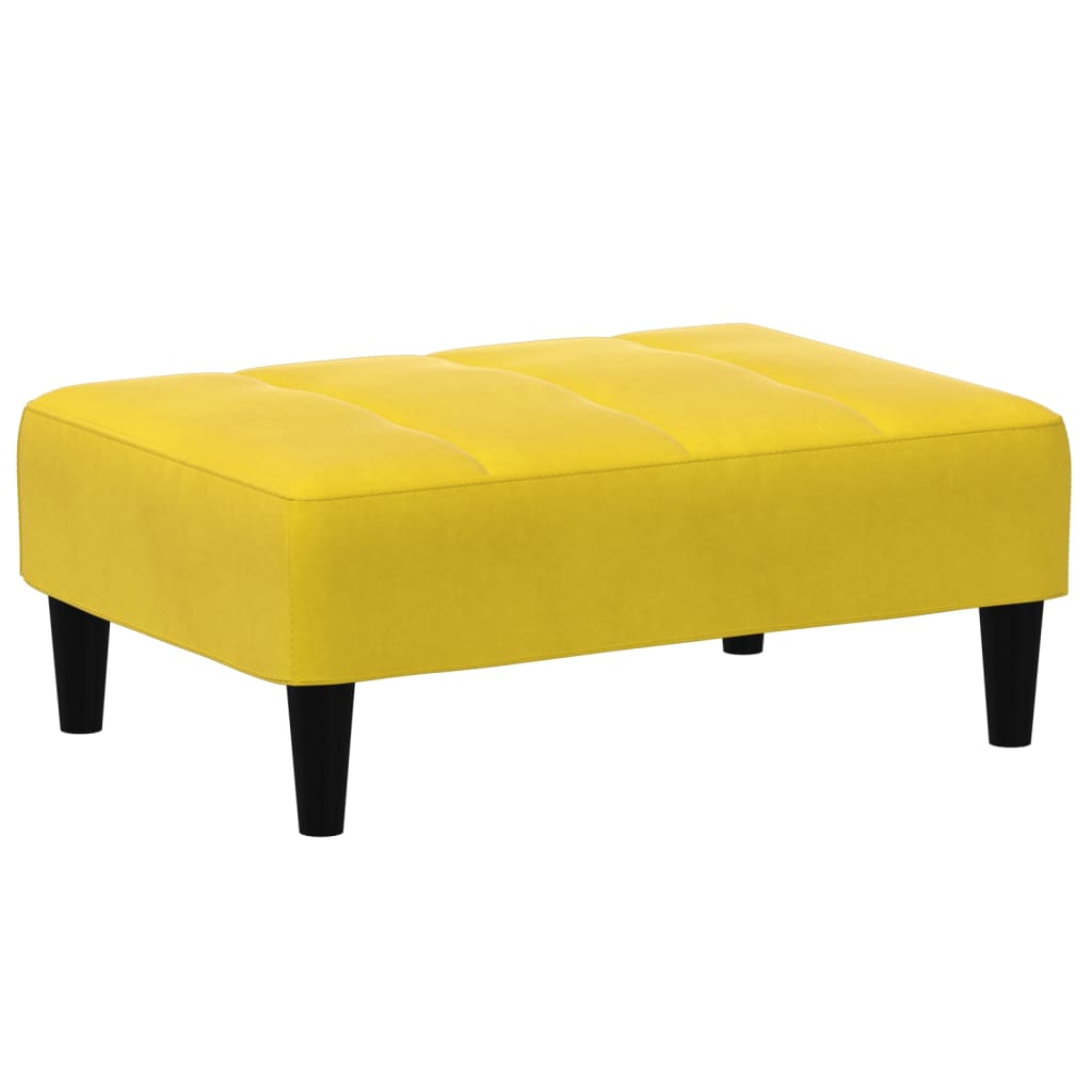 Divano Letto 2 Posti con Sgabello Giallo in Velluto - homemem39