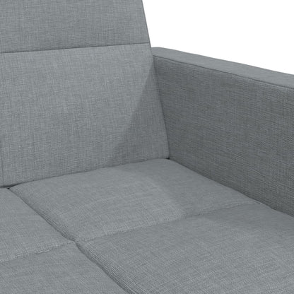 Divano Letto a 2 Posti con Poggiapiedi Grigio Chiaro in Tessuto - homemem39