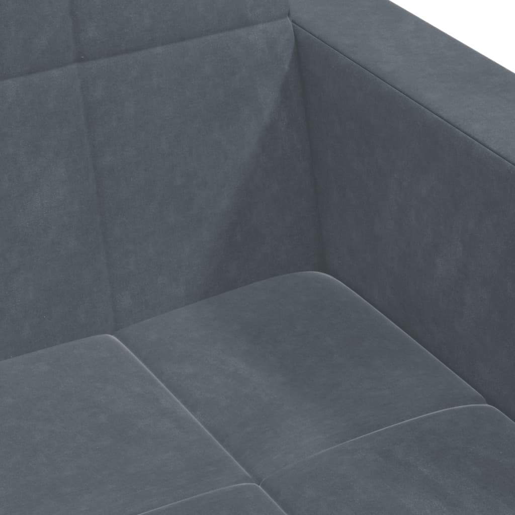 Divano Letto 2 Posti con Poggiapiedi Grigio Scuro in Velluto