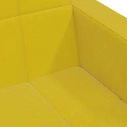 Divano Letto 2 Posti con Sgabello Giallo in Velluto - homemem39