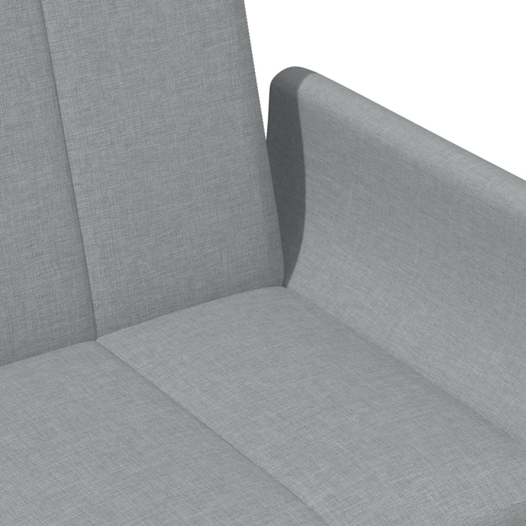 Divano Letto a 2 Posti con Poggiapiedi Grigio Chiaro in Tessuto