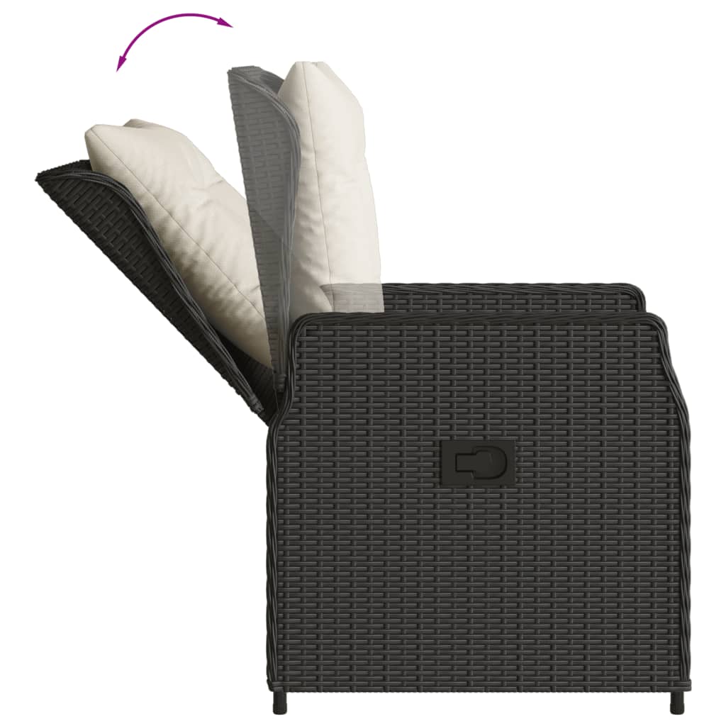 Set da Bistrò 3 pz con Cuscini Nero in Polyrattan | homemem39