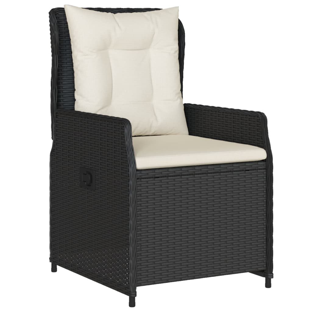 Set da Pranzo da Giardino 5 pz Nero con Cuscini in Polyrattan | homemem39