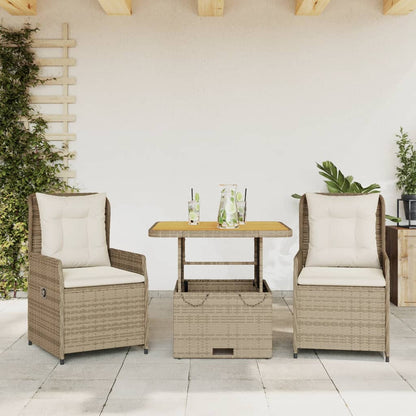 Set da Bistrò 3 pz con Cuscini Beige in Polyrattan - homemem39