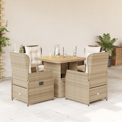 Set da Pranzo da Giardino 5 pz con Cuscini Beige in Polyrattan - homemem39