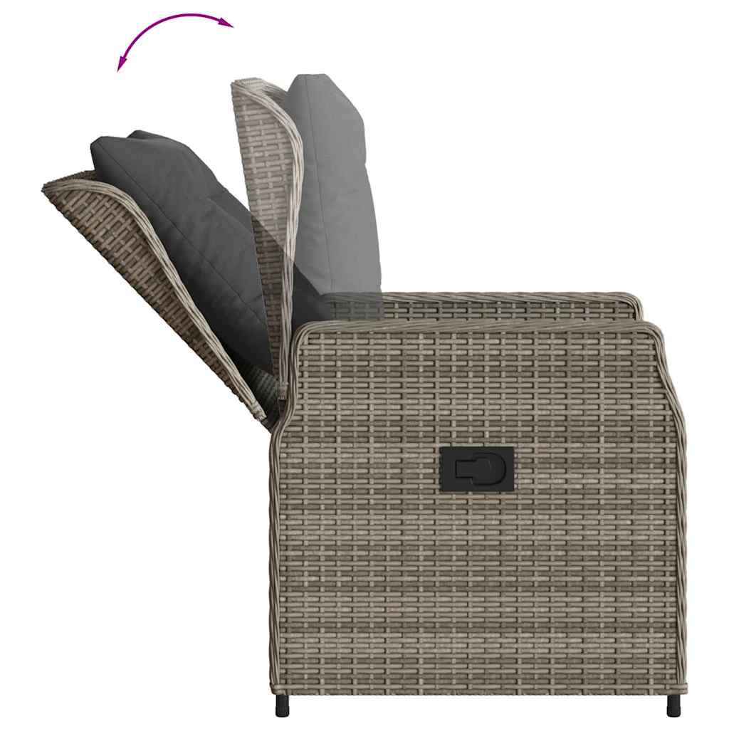 Set da Pranzo da Giardino 7 pz con Cuscini in Polyrattan Grigio | homemem39