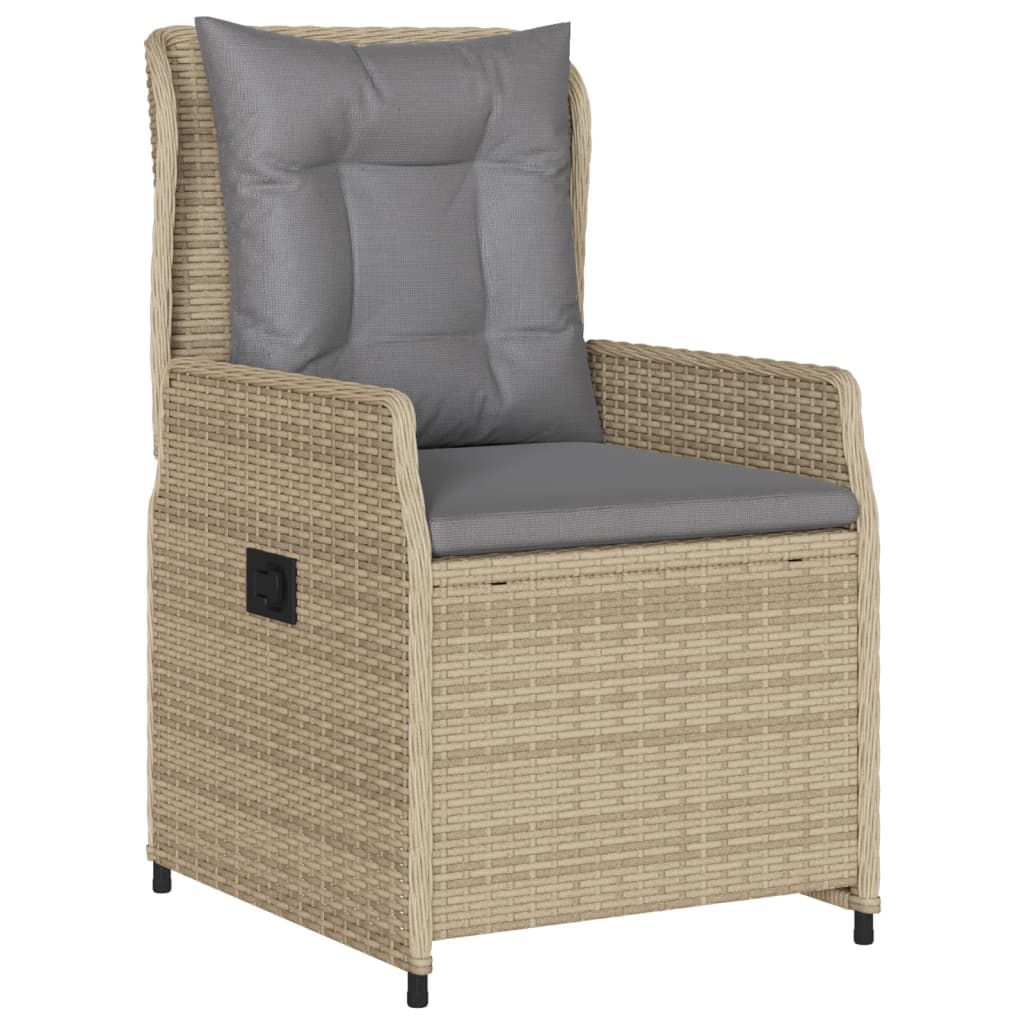 Set da Pranzo da Giardino 7 pz con Cuscini Beige in Polyrattan