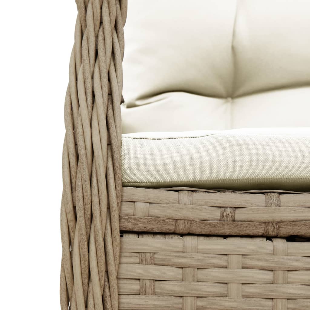 Set da Pranzo da Giardino 7 pz con Cuscini Beige in Polyrattan | homemem39