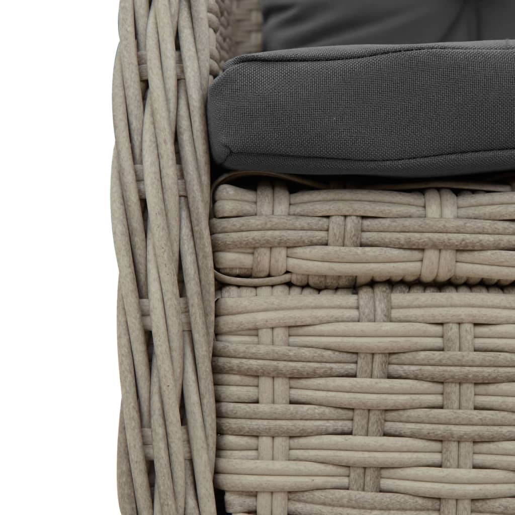 Set da Pranzo da Giardino 7 pz Cuscini Polyrattan Grigio Chiaro | homemem39