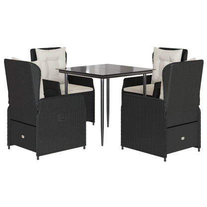 Set da Pranzo da Giardino 5 pz Nero con Cuscini in Polyrattan | homemem39