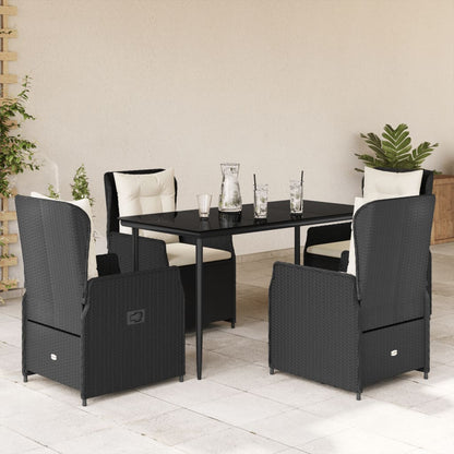 Set da Pranzo da Giardino 5 pz Nero con Cuscini in Polyrattan - homemem39