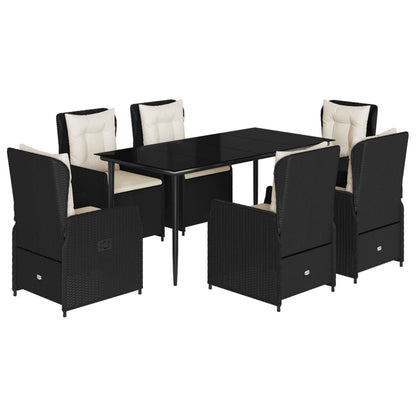 Set da Pranzo da Giardino 7 pz Nero con Cuscini in Polyrattan | homemem39