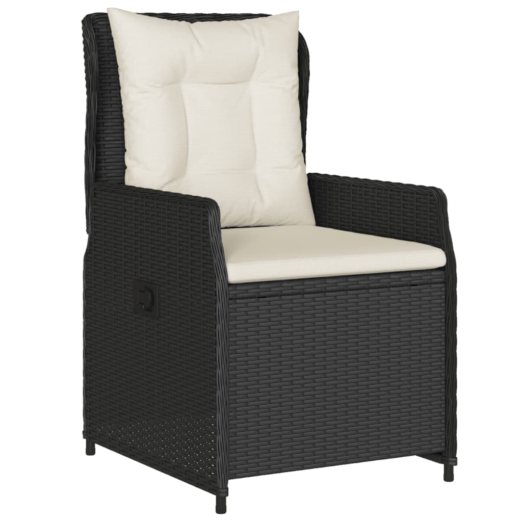 Set da Pranzo da Giardino 7 pz Nero con Cuscini in Polyrattan | homemem39