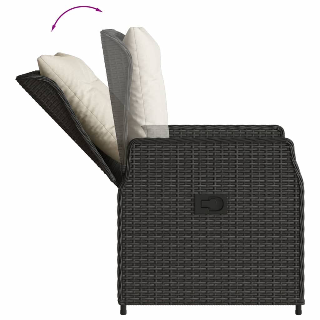Set da Pranzo da Giardino 7 pz Nero con Cuscini in Polyrattan | homemem39